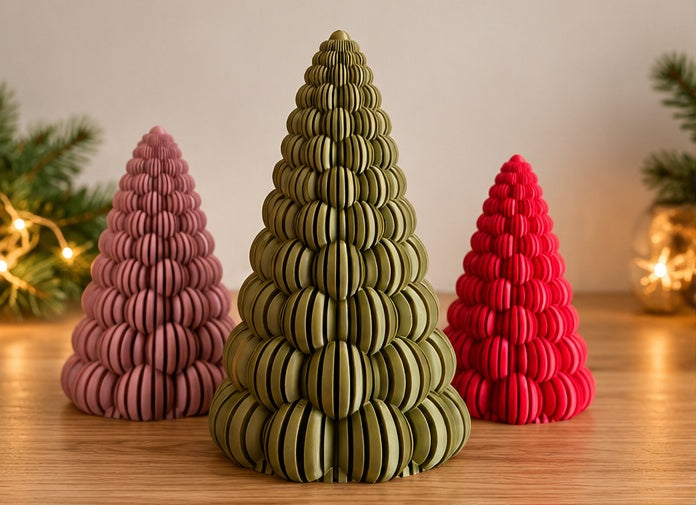 3D-geprinte kerstbomen set van 3 stuks – 15 en 20 cm